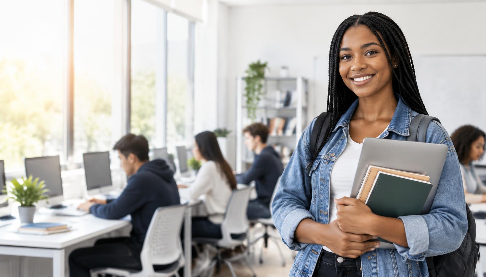 NovaSkill learner in a modern technology classroom